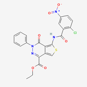 molecular formula C22H15ClN4O6S B2572161 ethyl 5-(2-chloro-5-nitrobenzamido)-4-oxo-3-phenyl-3H,4H-thieno[3,4-d]pyridazine-1-carboxylate CAS No. 851947-37-0