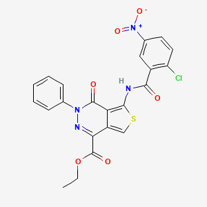 molecular formula C22H15ClN4O6S B2572161 Ethyl 5-[(2-chloro-5-nitrobenzoyl)amino]-4-oxo-3-phenylthieno[3,4-d]pyridazine-1-carboxylate CAS No. 851947-37-0