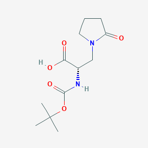 molecular formula C12H20N2O5 B2572207 (2S)-2-[(2-Methylpropan-2-yl)oxycarbonylamino]-3-(2-oxopyrrolidin-1-yl)propanoic acid CAS No. 1629681-12-4