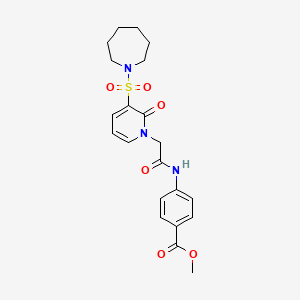 molecular formula C21H25N3O6S B2572218 methyl 4-(2-(3-(azepan-1-ylsulfonyl)-2-oxopyridin-1(2H)-yl)acetamido)benzoate CAS No. 1251616-79-1