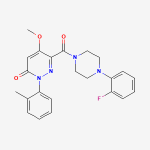 molecular formula C23H23FN4O3 B2572232 6-(4-(2-fluorophenyl)piperazine-1-carbonyl)-5-methoxy-2-(o-tolyl)pyridazin-3(2H)-one CAS No. 941899-94-1
