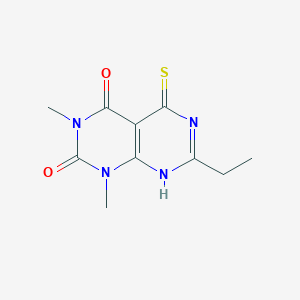 molecular formula C10H12N4O2S B2572248 7-ethyl-5-mercapto-1,3-dimethylpyrimido[4,5-{d}]pyrimidine-2,4(1{H},3{H})-dione CAS No. 926202-85-9