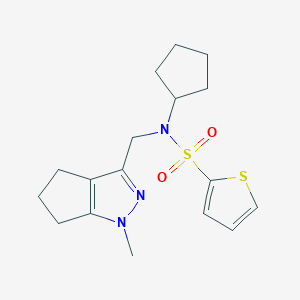 molecular formula C17H23N3O2S2 B2572252 N-cyclopentyl-N-((1-methyl-1,4,5,6-tetrahydrocyclopenta[c]pyrazol-3-yl)methyl)thiophene-2-sulfonamide CAS No. 2034486-35-4