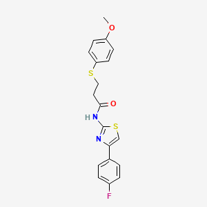 molecular formula C19H17FN2O2S2 B2572264 N-(4-(4-fluorophenyl)thiazol-2-yl)-3-((4-methoxyphenyl)thio)propanamide CAS No. 922937-74-4