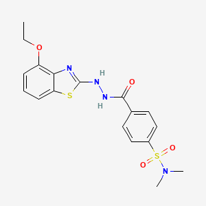 molecular formula C18H20N4O4S2 B2572268 4-(2-(4-ethoxybenzo[d]thiazol-2-yl)hydrazinecarbonyl)-N,N-dimethylbenzenesulfonamide CAS No. 851978-64-8