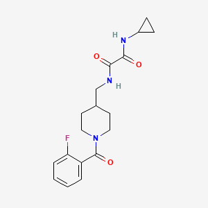 molecular formula C18H22FN3O3 B2572269 N-cyclopropyl-N'-{[1-(2-fluorobenzoyl)piperidin-4-yl]methyl}ethanediamide CAS No. 1234933-31-3