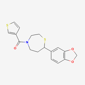 B2572282 (7-(Benzo[d][1,3]dioxol-5-yl)-1,4-thiazepan-4-yl)(thiophen-3-yl)methanone CAS No. 1705979-30-1