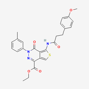 molecular formula C26H25N3O5S B2572283 Ethyl 5-(3-(4-methoxyphenyl)propanamido)-4-oxo-3-(m-tolyl)-3,4-dihydrothieno[3,4-d]pyridazine-1-carboxylate CAS No. 888468-95-9
