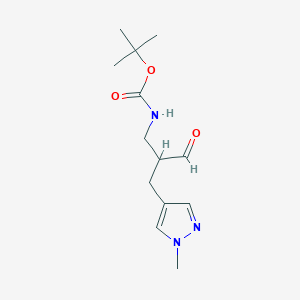 molecular formula C13H21N3O3 B2572298 tert-butyl N-{2-[(1-methyl-1H-pyrazol-4-yl)methyl]-3-oxopropyl}carbamate CAS No. 1803597-73-0