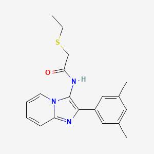 molecular formula C19H21N3OS B2572302 N-[2-(3,5-Dimethylphenyl)imidazo[1,2-a]pyridin-3-yl]-2-ethylsulfanylacetamide CAS No. 2241138-93-0