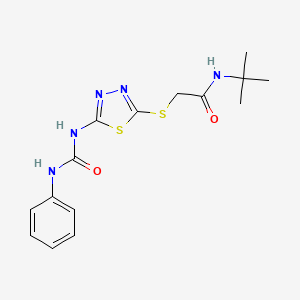 molecular formula C15H19N5O2S2 B2572316 N-tert-butyl-2-({5-[(phenylcarbamoyl)amino]-1,3,4-thiadiazol-2-yl}sulfanyl)acetamide CAS No. 898437-18-8