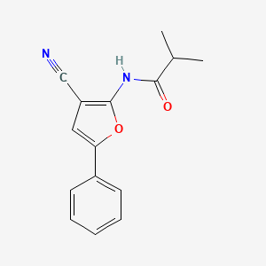 molecular formula C15H14N2O2 B2572349 N-(3-cyano-5-phenylfuran-2-yl)-2-methylpropanamide CAS No. 453590-29-9