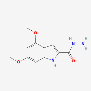 molecular formula C11H13N3O3 B2572361 4,6-dimethoxy-1H-indole-2-carbohydrazide CAS No. 474398-80-6