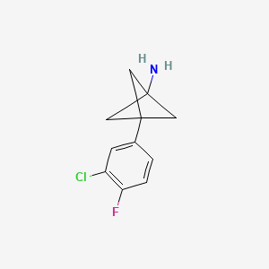 molecular formula C11H11ClFN B2572364 3-(3-Chloro-4-fluorophenyl)bicyclo[1.1.1]pentan-1-amine CAS No. 2287322-64-7