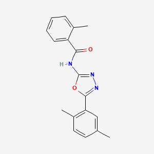 molecular formula C18H17N3O2 B2572369 N-[5-(2,5-dimethylphenyl)-1,3,4-oxadiazol-2-yl]-2-methylbenzamide CAS No. 891122-81-9