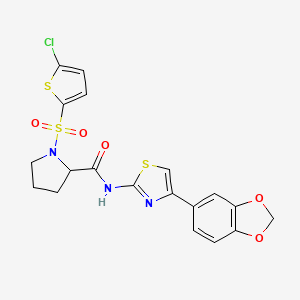 N-(4-(benzo[d][1,3]dioxol-5-yl)thiazol-2-yl)-1-((5-chlorothiophen-2-yl)sulfonyl)pyrrolidine-2-carboxamide