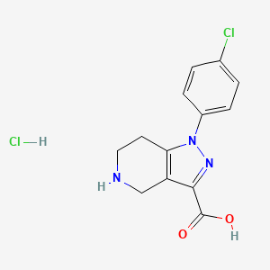 1-(4-Chlorophenyl)-4,5,6,7-tetrahydropyrazolo[4,3-c]pyridine-3-carboxylic acid;hydrochloride