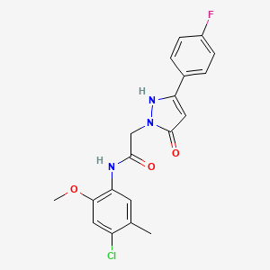 molecular formula C19H17ClFN3O3 B2572398 N-(4-chloro-2-methoxy-5-methylphenyl)-2-(3-(4-fluorophenyl)-5-oxo-2,5-dihydro-1H-pyrazol-1-yl)acetamide CAS No. 1251598-04-5