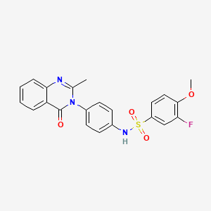 molecular formula C22H18FN3O4S B2572419 3-fluoro-4-methoxy-N-(4-(2-methyl-4-oxoquinazolin-3(4H)-yl)phenyl)benzenesulfonamide CAS No. 898455-88-4