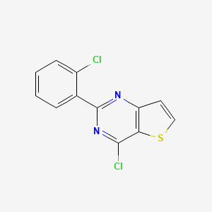 molecular formula C12H6Cl2N2S B2572424 4-Chloro-2-(2-chlorophenyl)thieno[3,2-d]pyrimidine CAS No. 383146-17-6