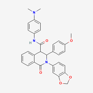 (2-benzo[d]1,3-dioxolen-5-yl-3-(4-methoxyphenyl)-1-oxo(4-2,3,4-trihydroisoquinolyl))-N-(4-(dimethylamino)phenyl)formamide
