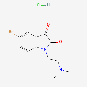 molecular formula C12H14BrClN2O2 B2572457 5-bromo-1-[2-(dimethylamino)ethyl]-2,3-dihydro-1H-indole-2,3-dione hydrochloride CAS No. 156120-10-4