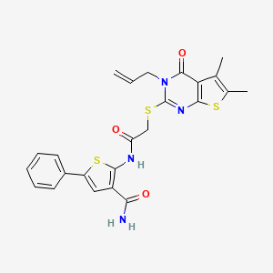 2-[[2-(5,6-Dimethyl-4-oxo-3-prop-2-enylthieno[2,3-d]pyrimidin-2-yl)sulfanylacetyl]amino]-5-phenylthiophene-3-carboxamide