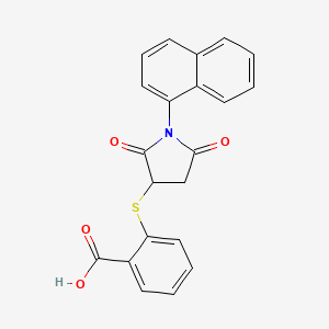 molecular formula C21H15NO4S B2572466 2-((1-(Naphthalen-1-yl)-2,5-dioxopyrrolidin-3-yl)thio)benzoic acid CAS No. 691368-25-9