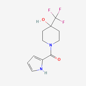 molecular formula C11H13F3N2O2 B2572469 1-(1H-pyrrole-2-carbonyl)-4-(trifluoromethyl)piperidin-4-ol CAS No. 1985888-78-5