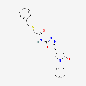 2-(benzylthio)-N-(5-(5-oxo-1-phenylpyrrolidin-3-yl)-1,3,4-oxadiazol-2-yl)acetamide
