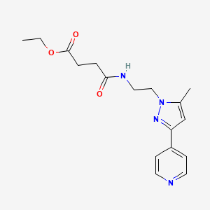 ethyl 4-((2-(5-methyl-3-(pyridin-4-yl)-1H-pyrazol-1-yl)ethyl)amino)-4-oxobutanoate