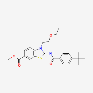 molecular formula C24H28N2O4S B2572524 (Z)-methyl 2-((4-(tert-butyl)benzoyl)imino)-3-(2-ethoxyethyl)-2,3-dihydrobenzo[d]thiazole-6-carboxylate CAS No. 865162-27-2