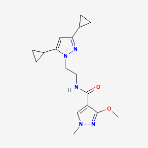 molecular formula C17H23N5O2 B2572533 N-(2-(3,5-dicyclopropyl-1H-pyrazol-1-yl)ethyl)-3-methoxy-1-methyl-1H-pyrazole-4-carboxamide CAS No. 2309537-69-5