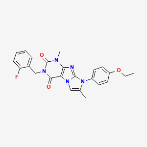 molecular formula C24H22FN5O3 B2572534 8-(4-ethoxyphenyl)-3-(2-fluorobenzyl)-1,7-dimethyl-1H-imidazo[2,1-f]purine-2,4(3H,8H)-dione CAS No. 877644-11-6