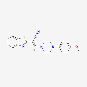 molecular formula C21H20N4OS B2572536 (2E)-2-(1,3-benzothiazol-2-yl)-3-[4-(4-methoxyphenyl)piperazin-1-yl]prop-2-enenitrile CAS No. 610758-86-6