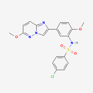 molecular formula C20H17ClN4O4S B2572540 4-chloro-N-(2-methoxy-5-(6-methoxyimidazo[1,2-b]pyridazin-2-yl)phenyl)benzenesulfonamide CAS No. 953169-42-1