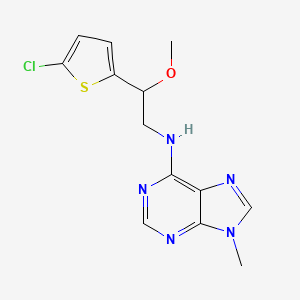 molecular formula C13H14ClN5OS B2572546 N-[2-(5-chlorothiophen-2-yl)-2-methoxyethyl]-9-methyl-9H-purin-6-amine CAS No. 2380067-49-0