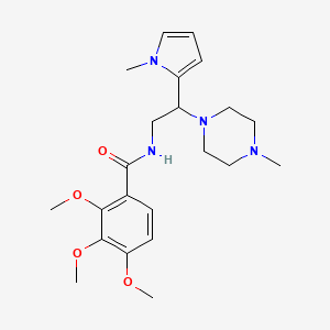 molecular formula C22H32N4O4 B2572548 2,3,4-trimethoxy-N-(2-(1-methyl-1H-pyrrol-2-yl)-2-(4-methylpiperazin-1-yl)ethyl)benzamide CAS No. 1049416-42-3