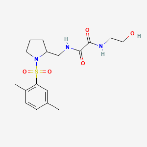 molecular formula C17H25N3O5S B2572550 N'-{[1-(2,5-dimethylbenzenesulfonyl)pyrrolidin-2-yl]methyl}-N-(2-hydroxyethyl)ethanediamide CAS No. 896285-74-8