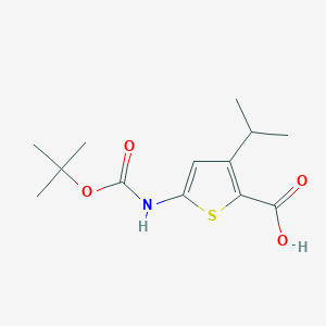 molecular formula C13H19NO4S B2572555 5-[(2-Methylpropan-2-yl)oxycarbonylamino]-3-propan-2-ylthiophene-2-carboxylic acid CAS No. 2287312-68-7