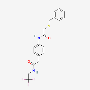 B2572571 2-(benzylthio)-N-(4-(2-oxo-2-((2,2,2-trifluoroethyl)amino)ethyl)phenyl)acetamide CAS No. 1234993-66-8