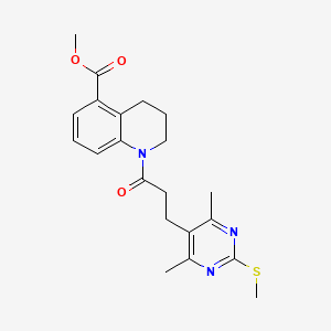 molecular formula C21H25N3O3S B2572599 Methyl 1-{3-[4,6-dimethyl-2-(methylsulfanyl)pyrimidin-5-yl]propanoyl}-1,2,3,4-tetrahydroquinoline-5-carboxylate CAS No. 1111472-68-4