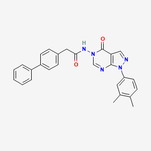 molecular formula C27H23N5O2 B2572605 2-([1,1'-联苯]-4-基)-N-(1-(3,4-二甲基苯基)-4-氧代-1H-吡唑并[3,4-d]嘧啶-5(4H)-基)乙酰胺 CAS No. 919866-64-1