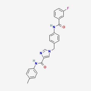 molecular formula C25H21FN4O2 B2572607 1-(4-(3-fluorobenzamido)benzyl)-N-(p-tolyl)-1H-imidazole-4-carboxamide CAS No. 1251593-14-2