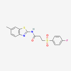 molecular formula C17H15FN2O3S2 B2572608 3-((4-fluorophenyl)sulfonyl)-N-(6-methylbenzo[d]thiazol-2-yl)propanamide CAS No. 895469-64-4