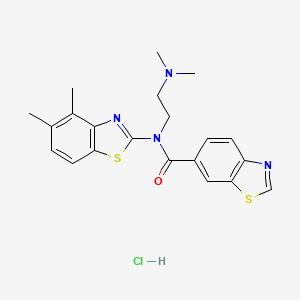 molecular formula C21H23ClN4OS2 B2572611 N-(2-(dimethylamino)ethyl)-N-(4,5-dimethylbenzo[d]thiazol-2-yl)benzo[d]thiazole-6-carboxamide hydrochloride CAS No. 1216794-40-9