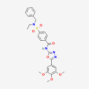 molecular formula C27H28N4O7S B2572612 4-[苄(乙基)磺酰氨基]-N-[5-(3,4,5-三甲氧苯基)-1,3,4-噁二唑-2-基]苯甲酰胺 CAS No. 533871-51-1