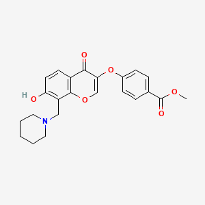 molecular formula C23H23NO6 B2572620 Methyl 4-[7-hydroxy-4-oxo-8-(piperidylmethyl)chromen-3-yloxy]benzoate CAS No. 637752-59-1