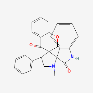 molecular formula C26H22N2O3 B2572630 chroman-4'-one-3'-spiro-3-N-methyl-4-phenyl-pyrrolidine-2-spiro-3