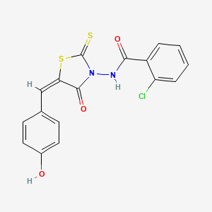 2-chloro-N-[(5E)-5-[(4-hydroxyphenyl)methylidene]-4-oxo-2-sulfanylidene-1,3-thiazolidin-3-yl]benzamide